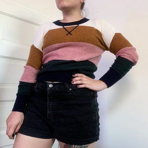 Madewell 100% Cashmere Color Block Striped Sweater
